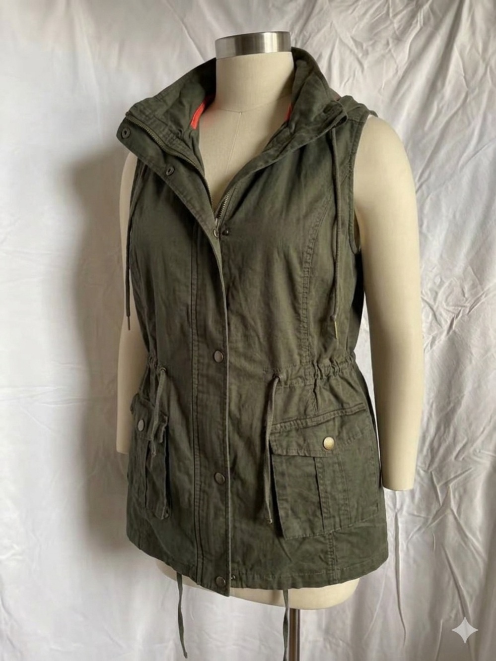 Market & Spruce Women’s M Sleeveless Green Utility Anorak Vest